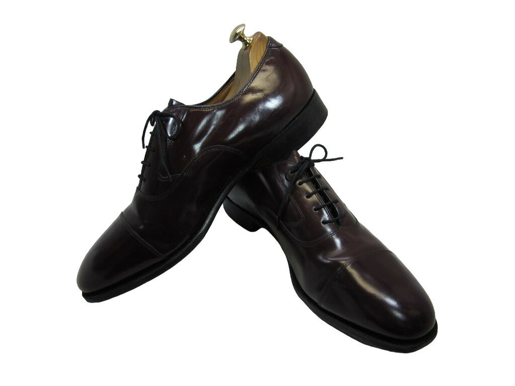 【中古】【送料無料】JOHNSON & MURPHY (ジョンストンアンドマーフィー)12 D/B (28.0cm〜28.5cm) 内羽根ストレートチップレザーシューズメンズシューズ 紳士 靴 ビジネス カジュアル メンテナンス済