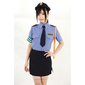 愛のスピード違反 紺 *A0419NB セクシーな婦警さんのコスチューム！スカートスリット入り 婦人警官 制服 コスプレ ミニスカポリス／ブラウス・スカート・ネクタイ・帽子・ロープ・腕章の6点セット