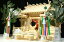 三社 ■ 屋根違い 格子扉 ■■ 後白河 ■■ 中型 ■ 真榊 装飾 神具セット ■神棚セット 美しい御簾 ■ 岐阜県産 東濃ひのき製■ 国産 桧