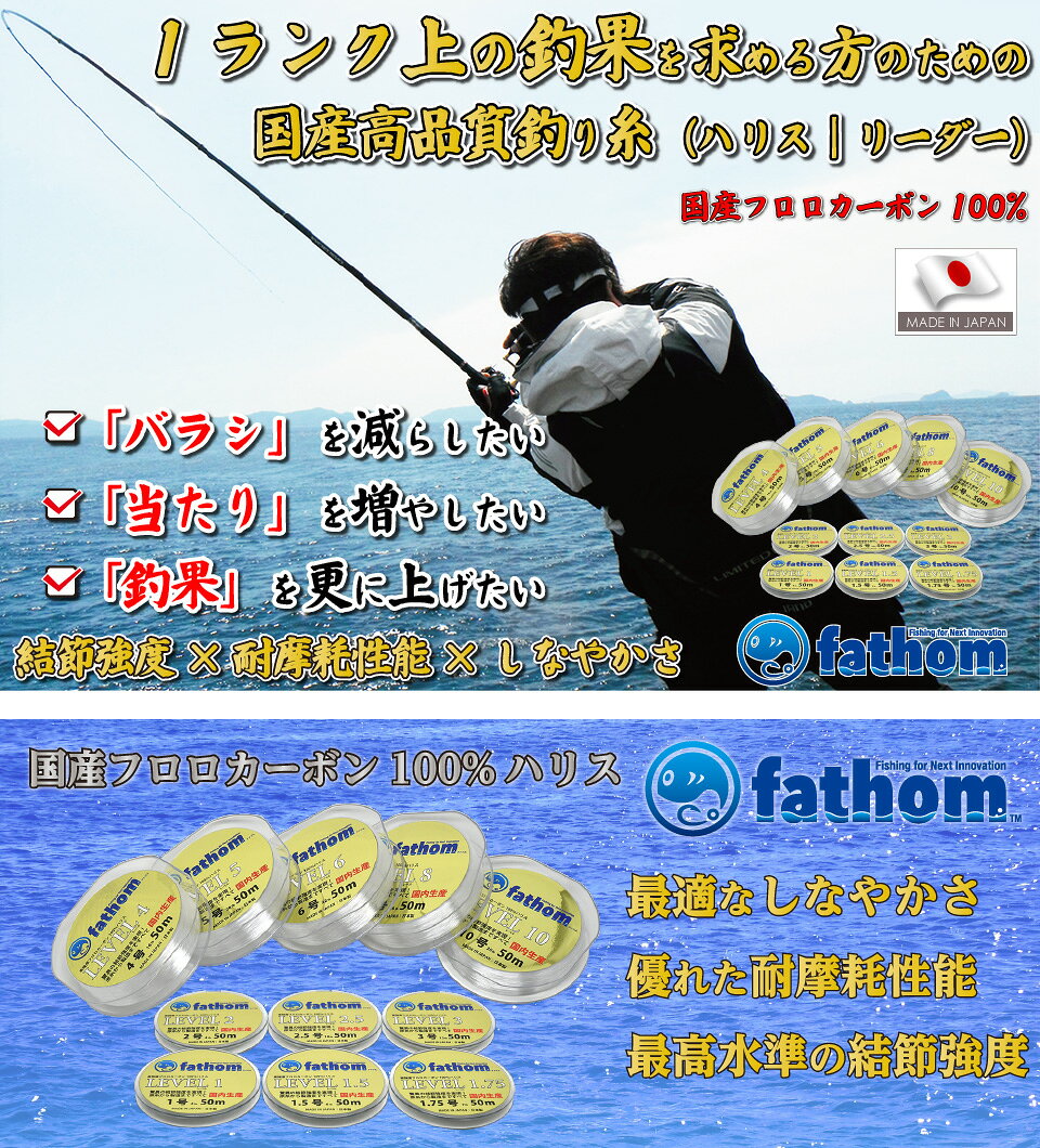 �񻺥ե��������ܥ���������ϥꥹ 1.75�� fathom(�ե�����) LEVEL1.75 7lb 50m �������ꥢ������ꡡ����ꡡ�ե��å��󥰡��⶯�٥ϥꥹ������å��꡼����