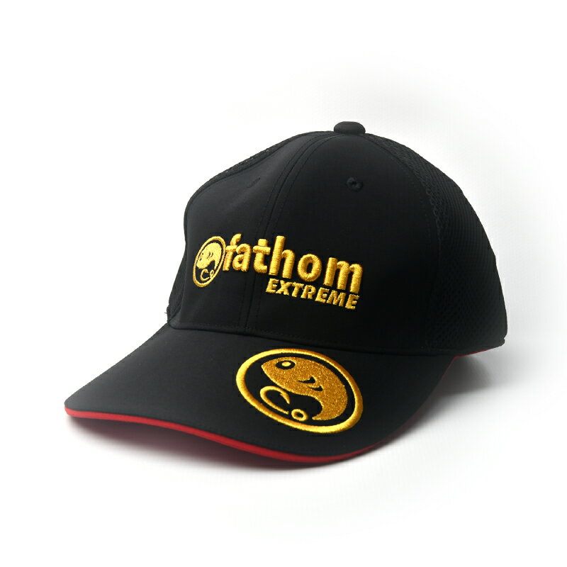 fathom EXTREME 透湿・防水・撥水 ハーフメッシュキャップ 3Dロゴ Gold 釣り 帽子 メッシュ 夏 磯釣り 船釣り ファゾム フィッシングキャップ