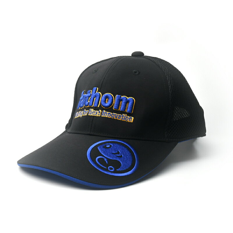 fathom 透湿・防水・撥水 ハーフメッシュキャップ 3Dロゴ Blue 釣り 帽子 メッシュ 夏 磯釣り 船釣り ファゾム フィッシングキャップ