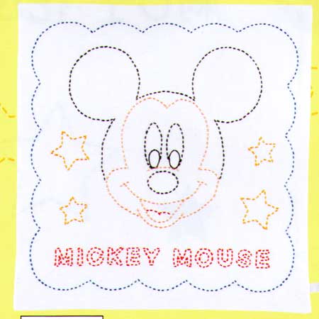 ディズニー刺し子　花ふきん◆ミッキーマウス　【オリムパス】【刺し子】