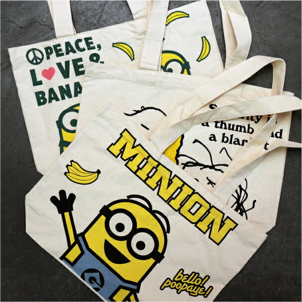 【ポイント2倍】【送料無料】ミニオン ミニオンズ minions スヌーピー snoopy キャラクター アニメ マンガ 絵本 トートバッグ トート バッグ お買い物 ママ アイボリー A4　エコバック マザーバック 入学 入園 通園 幼稚園 保育園のサムネイル