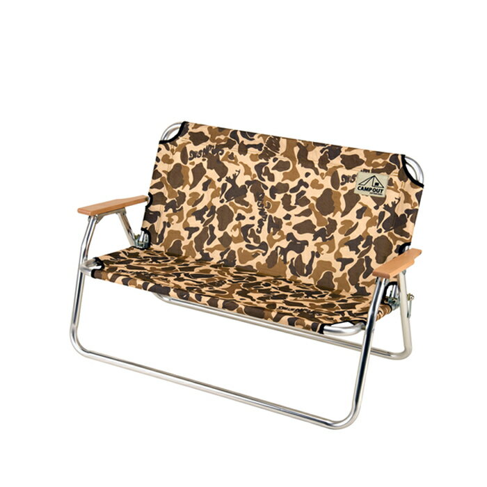 キャプテンスタッグ(UC-1628)CAMPOUTキャンプアウト アルミ背付ベンチ(カモフラージュ)丈夫で軽量なアルミ製二人用折りたたみ椅子ロースタイルチェア アウトドア キャプスタ 鹿番長【頑張って送料無料!】