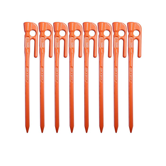 【沖縄・離島でも頑張って送料無料!】鍛造ペグ エリッゼステーク 18cm/8本セット◆オレンジ粉体塗装<MK-180OR×8>インナーテントやレジャーシートの固定に便利!S55Cの1本物!IDS賞、おもてなしセレクション賞受賞※ネコポス配送