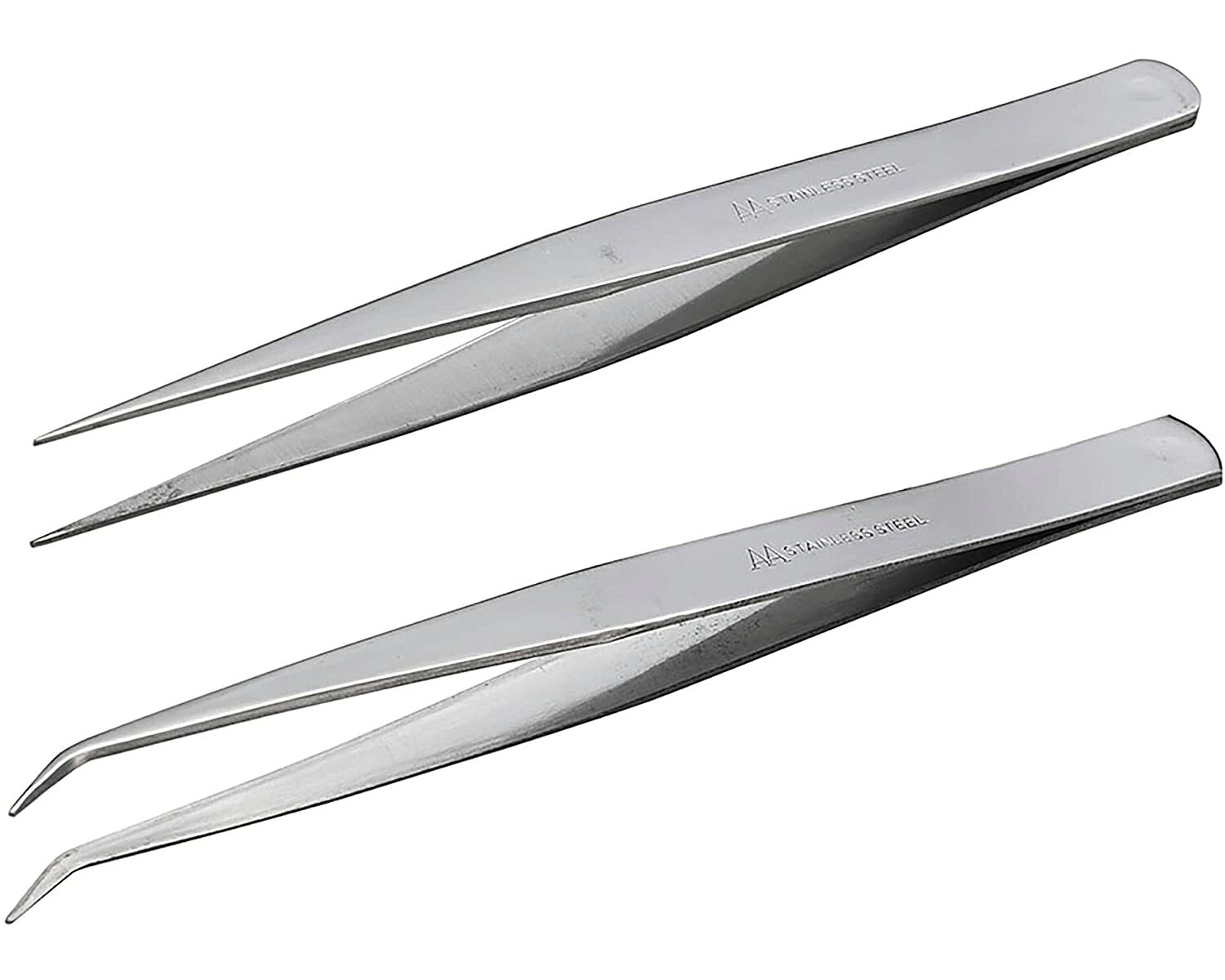 ANEX　ステンレスピンセット　先細フラット　AAタイプ　150mm×2本組（直／先曲）［...