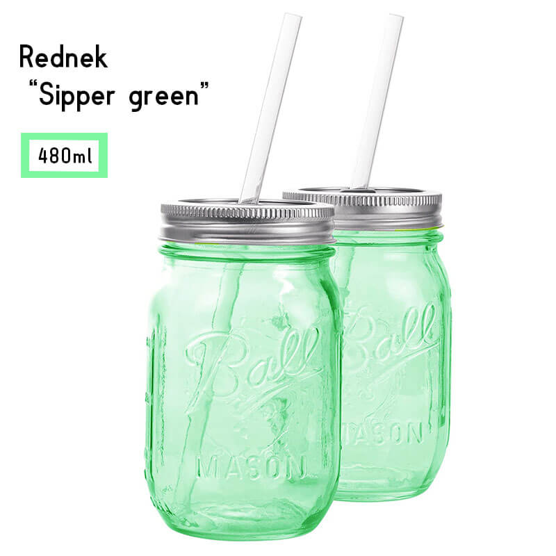 レッドネックシッパー メイソンジャー 480ml 2個セット REDNEK SIPPERS Green Ball MASON Jar /レッドネック シッパー グリーン ボール社 USA製 グラス マグカップ ガラス容器 保存瓶 限定カラー あす楽