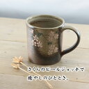 【益子焼】 ビールジョッキ 大きめ 寸胴 炭化焼シリーズ さくら桜 【単品1個】