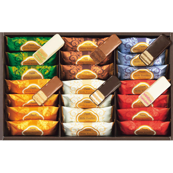★【内祝い ギフト】【送料無料】フーシェ ミルフィーユ（21個） MF30A 焼き菓子 パイ菓子 詰め合わせ お歳暮・会社への贈り物に【 冬ギフト 年末年始 上司 友人 女性 への贈り物 プレゼント 美味しい 洋菓子 焼き菓子 詰め合わせ ブランド 高級感 法人 手土産】のサムネイル