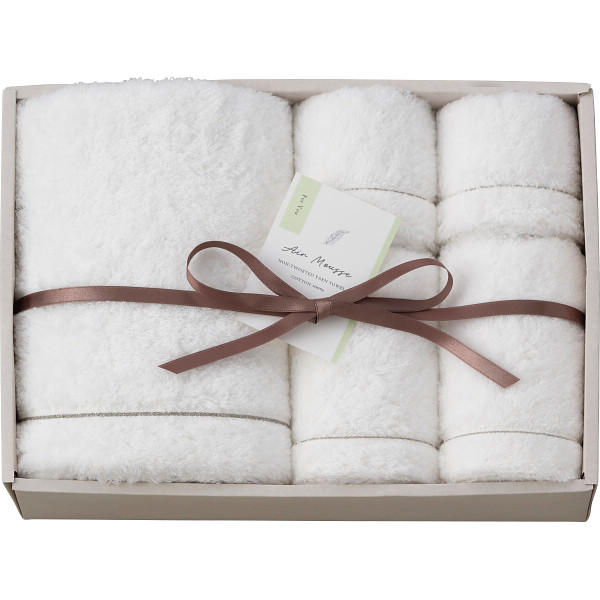 【のし無料】送料無料 エアームース バス・フェイス・ウォッシュタオルセット AR6370 無撚糸 綿100％ ..