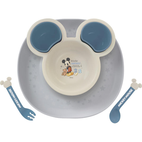 【のし無料】送料無料 食べこぼしキャッチプレート 306323 ミッキー×青 大皿 小皿 キャッチプレート スプーン フォーク出産祝い プレゼント 内祝い・贈り...