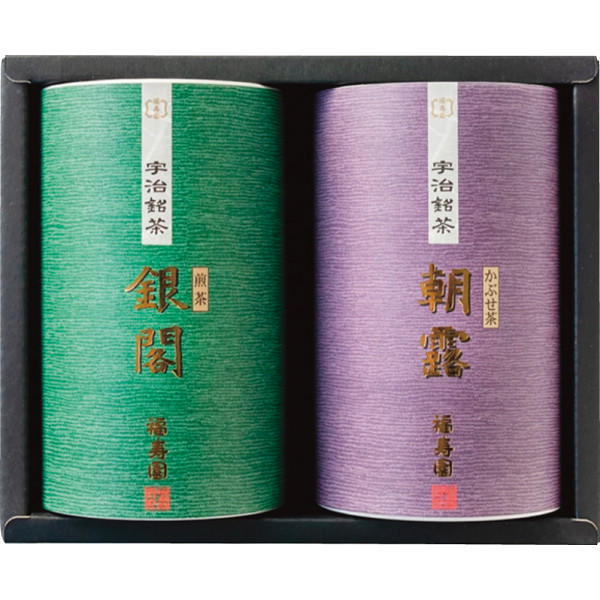 【のし無料】送料無料 福寿園 宇治銘茶詰合せ MG-30A かぶせ茶 朝露・煎茶 銀閣 2種類のお茶