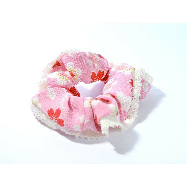 シュシュ レース 「桜 ピンク」