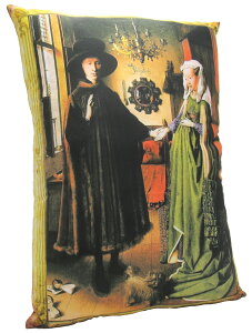 複製画・クッション美術館　ヤン・ファン・エイク　アルノルフィーニ夫妻の肖像　(H63cm×W47.5cm)