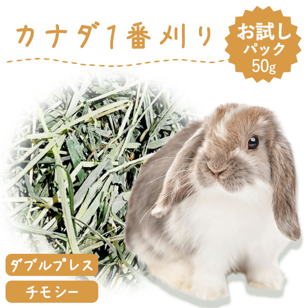 【お試しパック】うさぎ牧草 ウサギ チモシー ダブルプレス 50g カナダ産 1番刈り 一番刈り うさぎ 牧草 mofu parfait もふぱふぇ 牧草王国 チンチラ うさぎ モルモット 牧草 えさ 敷材 ラベル…