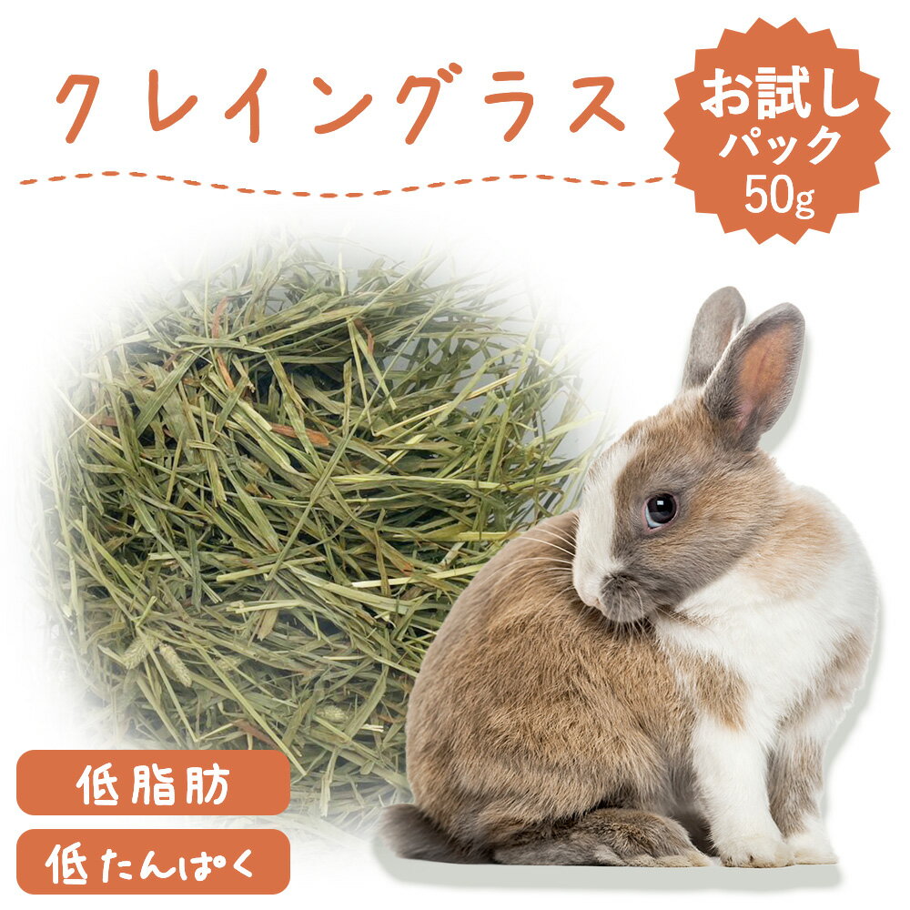 【お試しパック】うさぎ 牧草 ウサギ クレイングラス 50g 低タンパク 低脂肪 ダイエット うさぎ牧草 mofu parfait もふぱふぇ チンチラ 牧草王国 モルモット 牧草 えさ 敷材 ラベルレス お試し パック 送料無料 ※ オーツヘイ キューブ ではありません