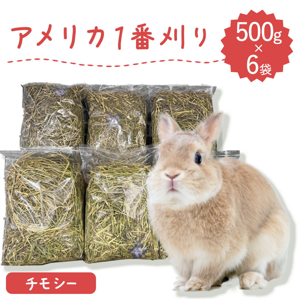 【牧草王国】◆アメリカ一番プレミアムチモシーシングル ラベルレス500g×6袋 うさぎ 牧草