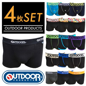 【送料無料】メンズ ボクサーパンツ OUTDOOR PRODUCTS 4枚セット アウトドア プロダクツ 送料無料 ブランド下着 アンダーウェア ローライズ アソート 4枚組 M L LL 福袋 前閉じ プレゼント ギフト 男性 彼氏 紳士下着 メンズインナー