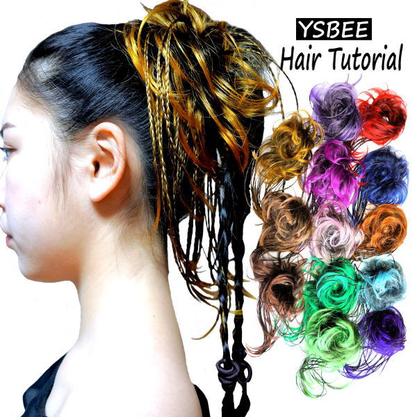 ダンス衣装 YSBEE 簡単 ヘアアレンジ エクステ キッズ ダンス ヘア スタイル カラー ウィッグ ショート 三つ編 シュシュ メッシュ エクステンション ヒップホップ お団子 ポニーテール 編み込み ポイント ワンタッチ コスチューム コスプレ アニメ ハロウィン レディース