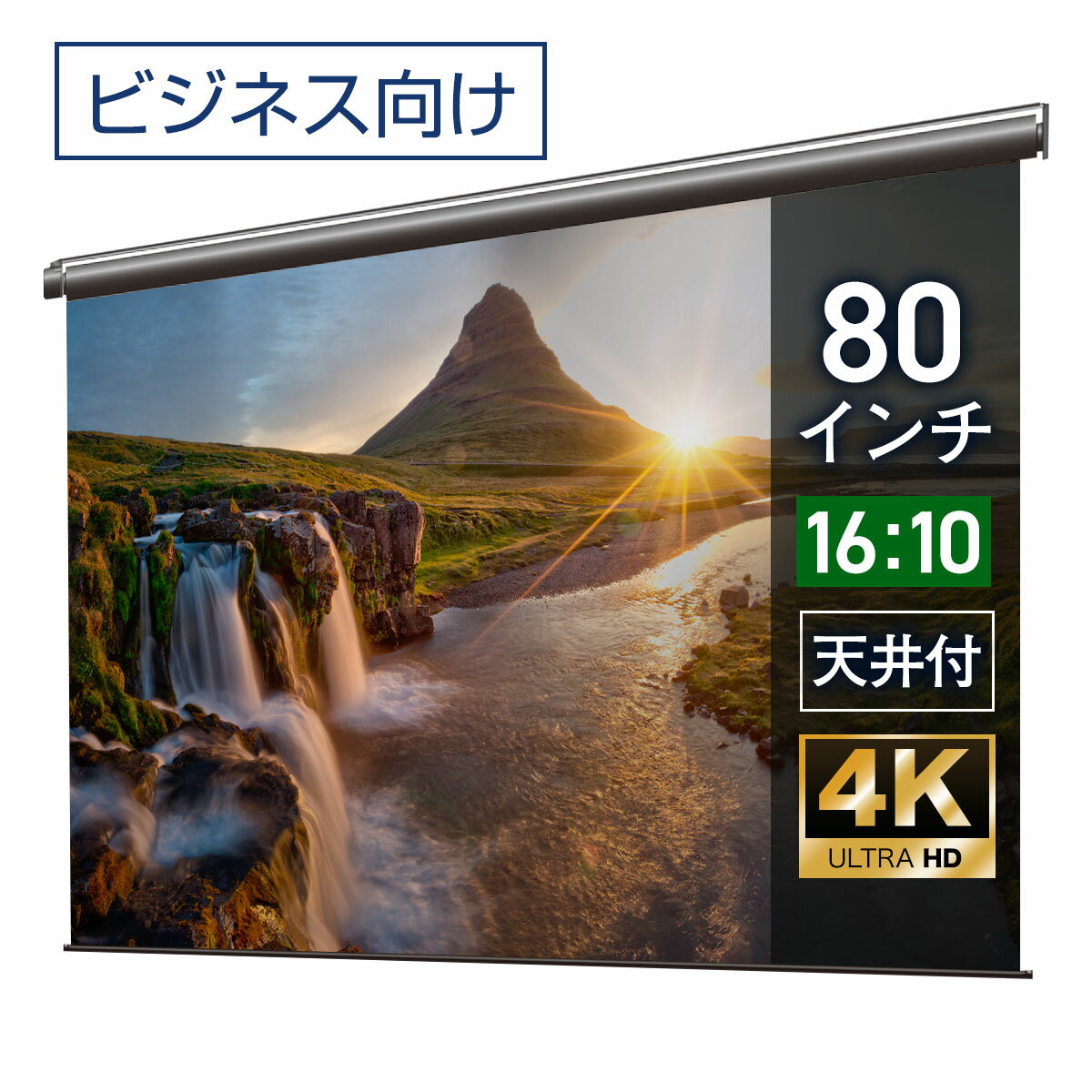 シアターハウス プロジェクタースクリーン 電動スクリーン ケースなし 80インチ（16：10)WXGA マスクフリー 日本製 BDR1723FEH