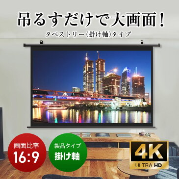 シアターハウス 4K対応 プロジェクタースクリーン 120インチ (16:9) タペストリー(掛け軸)タイプ ブラックマスク 日本製 BTP2657WEM