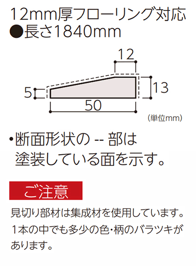 FMU-30■■【お取り寄せ商品】永大 見切り部材 断面台形 12mm厚フローリング対応 長さ1840mm ※EIDAI (4本入) 3kg