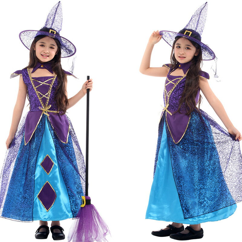 乐天商城 - 送料無料 ハロウィン コスプレ 女の子 衣装 魔女 子供 コスプレ 仮装 キッズ スカート コスチューム 子供 洋服 ワンピース Halloween 姫系 カラフルドレス 変装 魔法使い キッズ 子どもドレス 女の子 悪魔 cosplay