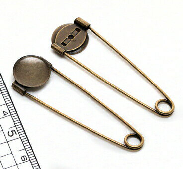 ストールピン（ブローチピン）　貼付けタイプ　金古美　皿13mm