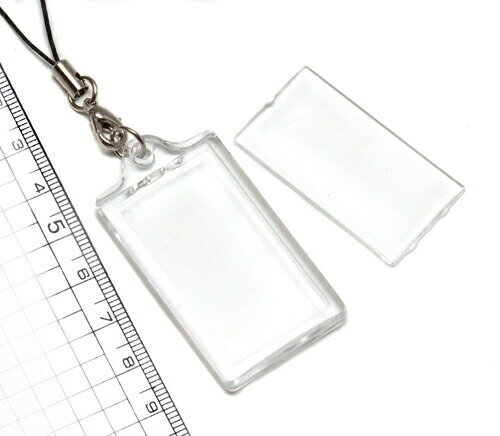 【アクリルフォトフレーム】ハメパチ 長方形型 傷あり品53mm×27mm ストラップ (写真サイズ約40×22mm)