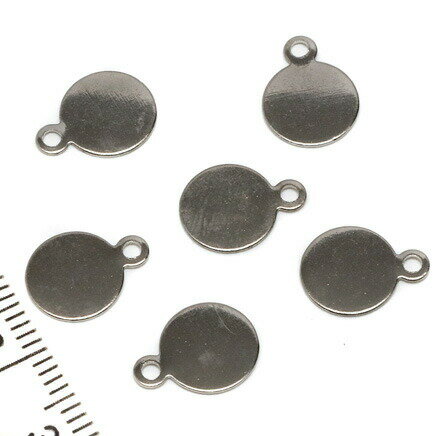 【ミール皿】　丸板カン付　シルバー　8mm　6個 ラウンドプレート 板カン