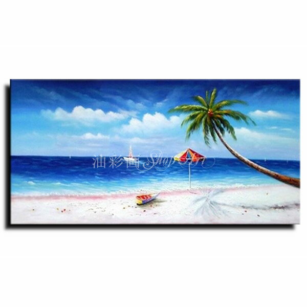 安い人気SALE 絵画 インテリア アートパネル/『特大 1パネル ヤシの木とホワイトビーチ Mサイズ 5044m』リゾートアート おしゃれな壁飾 壁掛け 手書き油絵 風景画 絵アートボード 海『送料無料』/モダン 最新作人気