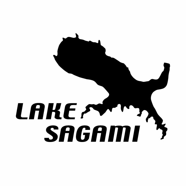 【カッティングステッカー LAKE SAGAMI 06（相模湖地図 モチーフ）大判Lサイズ 2枚組 幅約26cm×高約20.8cm】