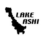 【カッティングステッカー LAKE ASHI 05（芦ノ湖地図 モチーフ）ミニサイズ 3枚組 幅約10cm×高約8cm】