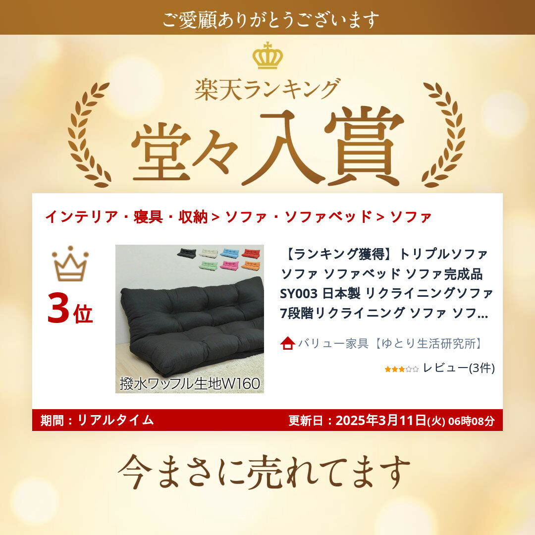 ＼本日P6倍!300円クーポン／【ランキング受賞】ソファ ソファベッド ソファ トリプ...