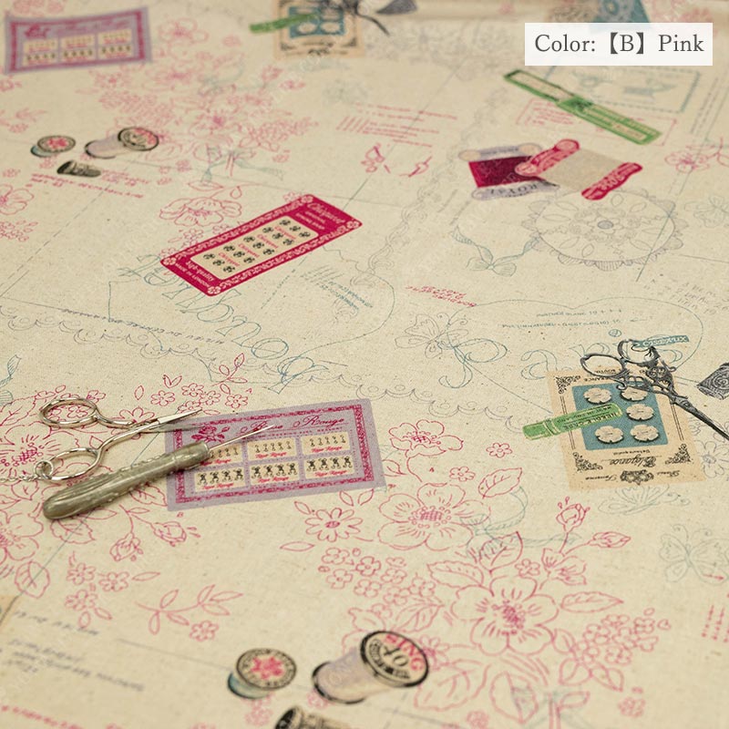 綿麻キャンバス "sewing treasure" 全5色 / YUWA 有輪商店 ソーイング sewing 手芸 パッチワーク 英字 ロゴ 444910 / 100cmまでネコポス可能 yuwashoten-10001431 有輪商店オンラインショップ サンプル画像3