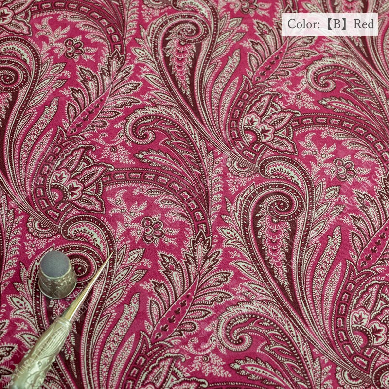 綿麻シーティング ”Paisley Flow” 全5色 / YUWA 有輪商店 手芸 生地 ペイズリー オ...