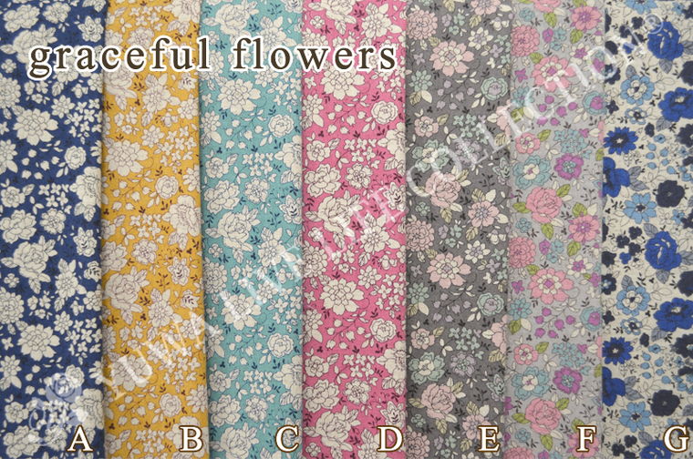 手芸 生地 花柄/YUWA/有輪商店/綿麻シーティングエアータンブラー仕上げ glaceful flowers/467644 10cm単位 切り売り 全7色 シーチング 小花 コットンリネン