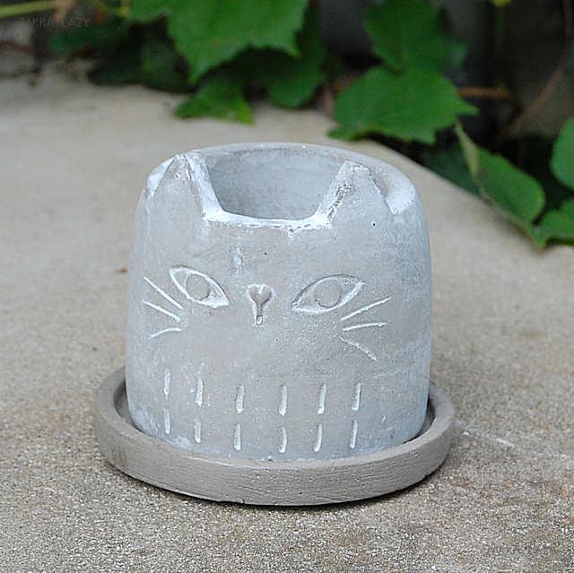 「シャットグリーズS(受皿付)」 鉢 ポット 花器 ガーデニング 植物 ネコ 猫 ねこ テラコッタ