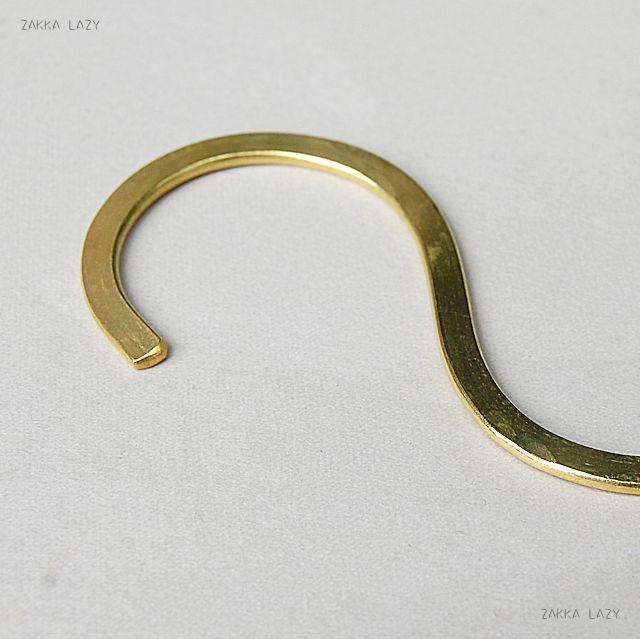 「BRASS フラットSフック（M）」 インテリア雑貨 収納小物 ブラス フック S字 シンプル おしゃれ【ネコポス5点まで・コンパクト対応】