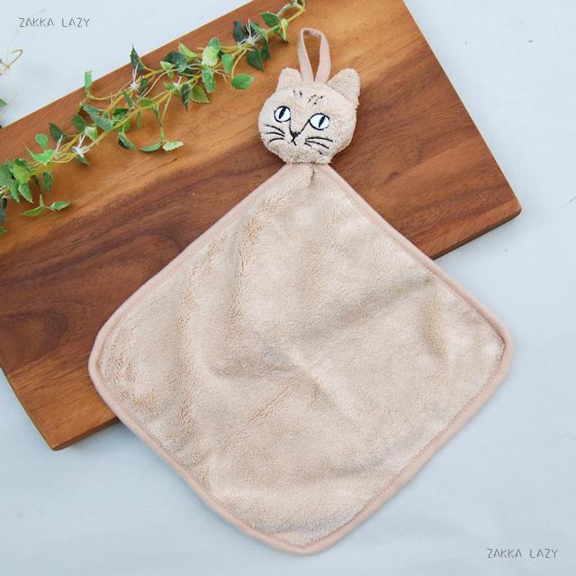 Matsuo Miyuki Cat Face Towel Beige エイトミリオンワークス 8000000 松尾ミユキ 松尾みゆき 猫 ねこ キャット フェイス タオル ハンドタオル キッズ ループ付き【コンパクト対応】