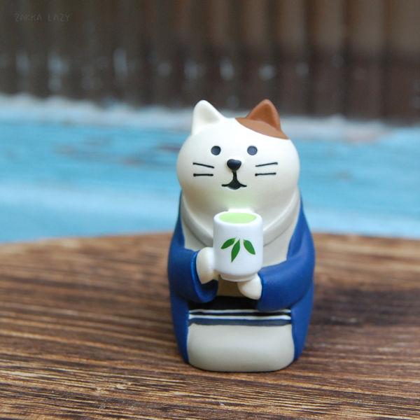 コンコンブル 日本茶 三毛猫　　デコレ DECOLE concombre 猫 ねこ 黒猫 三毛猫 置物 オブジェ レジン ..