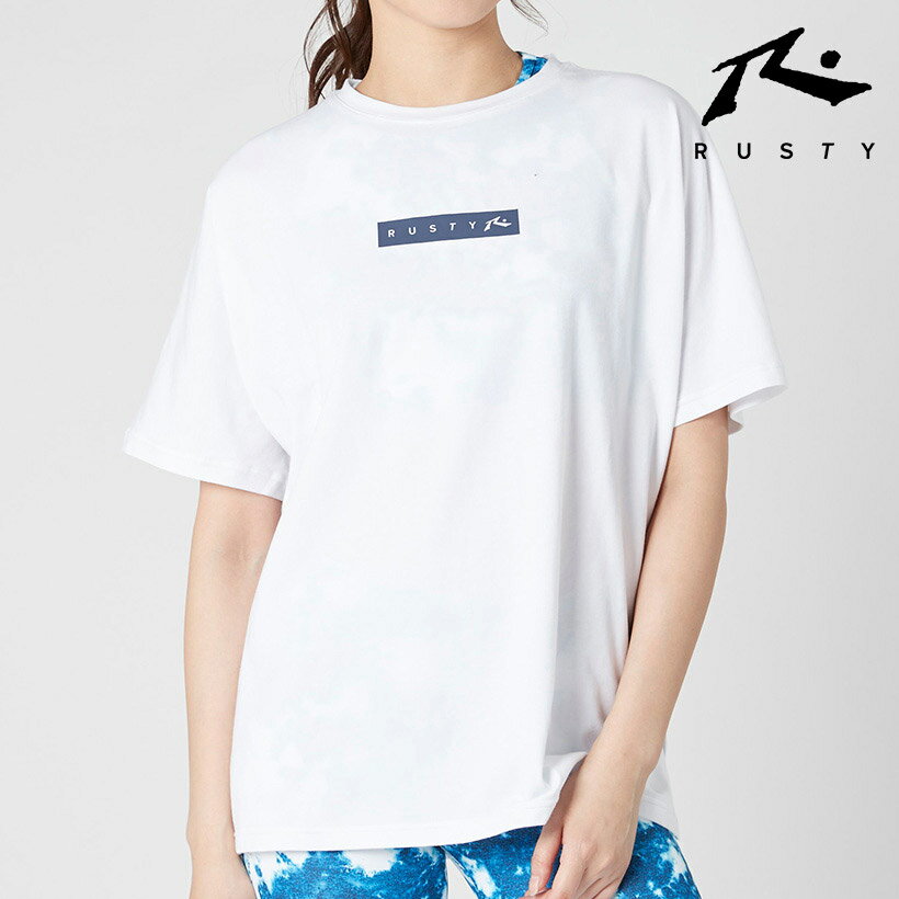 【正規品】 ラスティ RUSTY レディース 女性 スイムスーツ Tシャツ レギンス スパッツ ブラジャー 水着 雲の柄 海 マリンスポーツ ジム トレーニング フィットネス ヨガトップス ブルー 空色 ポリエステル 9 11 (春夏)