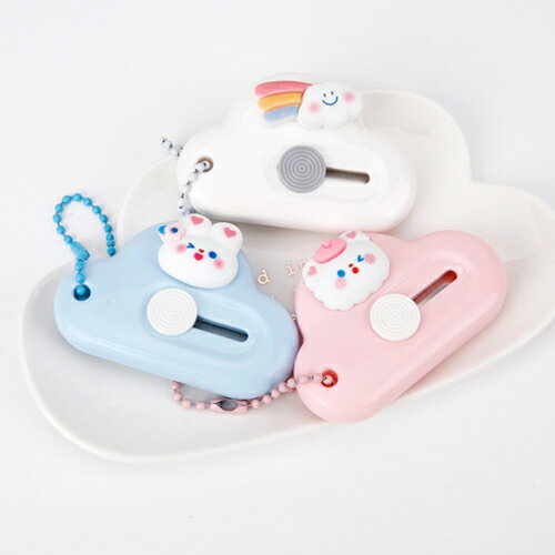 雲 くま 小型カッター 段ボール パステル ステーショナリー 文房具 韓国 雑貨 可愛い おしゃれ ギフト デザイン文具 カッターナイフ