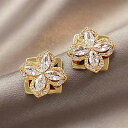 【回転式なレディースピアス・フラウー】精巧な仕上がりピアス 金属アレルギー 18k 可愛い 360度回転可能な銀針ピアス★キュービック・ジルコニア ★レディース シルバー925 アレルギーフリー 揺れる ピアス スタッド 誕生日 記念日 オフィス プレゼント(4)