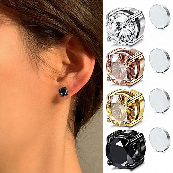 【片耳用/1個】【穴あけ不要】高級感のある上品なマグネットピアス ノンホールイヤリング 男女兼用 レディース 痛くない 磁力 磁石 磁気 フェイク チタン キュ...