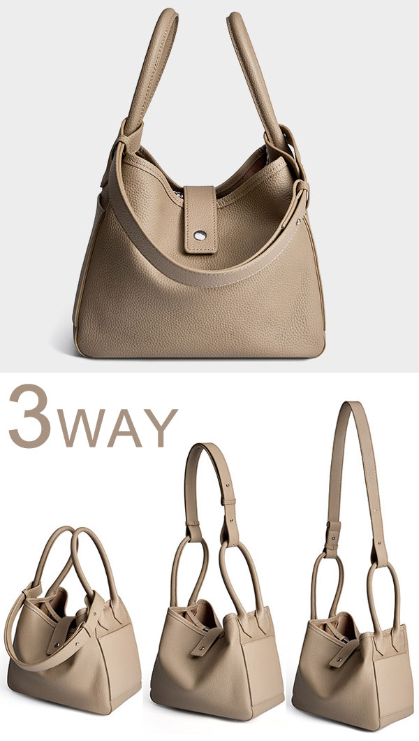 ZDW SHOPPINGの【送料無料！】【2色】3WAY本革 ハンドバッグ レディース ハンドバッグ ショルダーバッグ ビジネス カジュアル 多収納 使いやすい オールシーズン 女性 撥水 通勤かばん 通学 オフィス 旅行 OL 誕生日プレゼント 本革 ハンドバッグ 牛革 トートバッグ レザー手提げ鞄｜アングル3