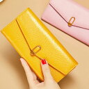 【送料無料】【ピンク他全5色】黄色 春財布 金運アップ 本革財布 牛革 女性へのプレゼントに最適な長財布 大容量 スキミング防止 レディース財布 RFID じゃ...