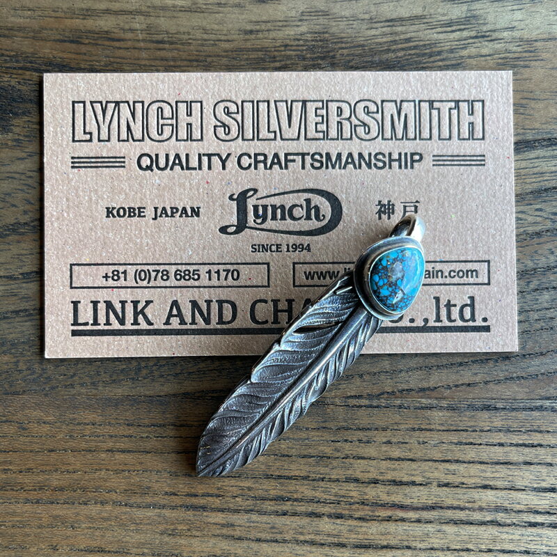 【LYNCH SILVERSMITH】 FEATHER(M) TURQUOISE BISBEE リンチシルバースミス ターコイズ フェザー M ビズビー ネックレス トップ シルバー 日本製