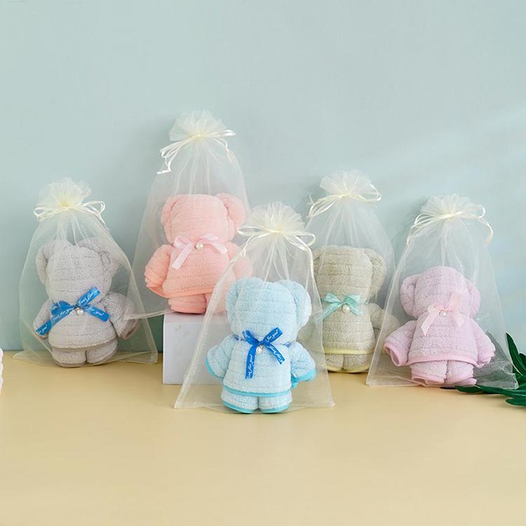 退職 プチギフト 結婚式 タオル 10個セット タオルベア お礼 ベア 誕生日 挨拶 ギフト ハンカチ 個包装 10個セット くま 転勤 異動 クマ お返し 引っ越し 退院 粗品 お礼 熊 卒業 雑貨 ベア オーガンジーバッグ付き ラッピング 袋付き クマタオル ほんの気持ち かわいい